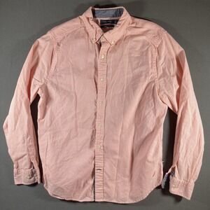 Nautica Button Down Shirt Mens Large Red Blue Classic Fit Cotton